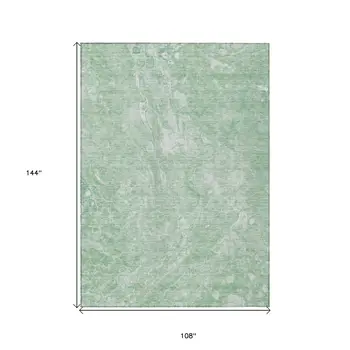 9' X 12' Mint Green Sage And Ivory Abstract Washable Indoor Outdoor Area Rug