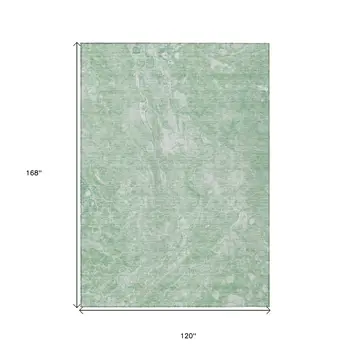 10' X 14' Mint Green Sage And Ivory Abstract Washable Indoor Outdoor Area Rug