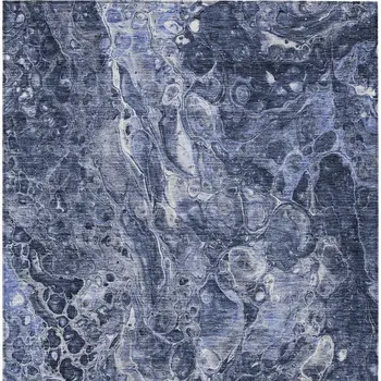 3' X 5' Navy Blue And Gray Abstract Washable Indoor Outdoor Area Rug