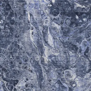 3' X 5' Navy Blue And Gray Abstract Washable Indoor Outdoor Area Rug