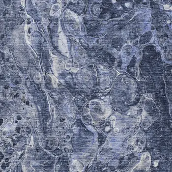 5' X 8' Navy Blue And Gray Abstract Washable Indoor Outdoor Area Rug