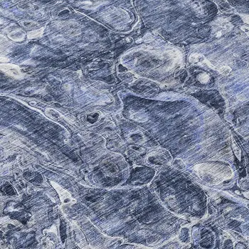 8' Navy Blue And Gray Round Abstract Washable Indoor Outdoor Area Rug