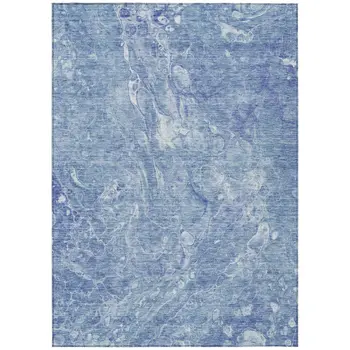 8' X 10' Sky Blue And Navy Blue Abstract Washable Indoor Outdoor Area Rug