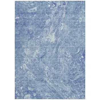 10' X 14' Sky Blue And Navy Blue Abstract Washable Indoor Outdoor Area Rug