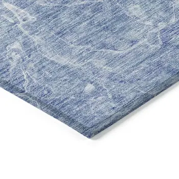 10' X 14' Sky Blue And Navy Blue Abstract Washable Indoor Outdoor Area Rug