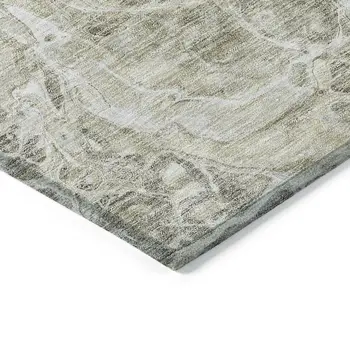 5' X 8' Tan Brown And Beige Abstract Washable Indoor Outdoor Area Rug