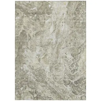 8' X 10' Tan Brown And Beige Abstract Washable Indoor Outdoor Area Rug