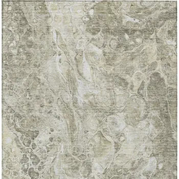 9' X 12' Tan Brown And Beige Abstract Washable Indoor Outdoor Area Rug