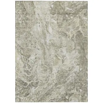 10' X 14' Tan Brown And Beige Abstract Washable Indoor Outdoor Area Rug