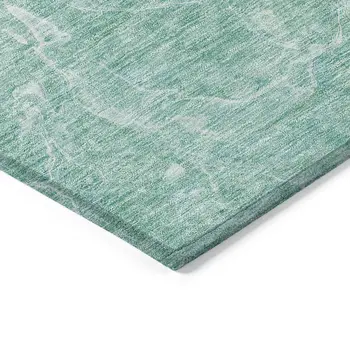 10' X 14' Teal Blue Aqua And Green Abstract Washable Indoor Outdoor Area Rug