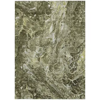 5' X 8' Taupe Chocolate And Beige Abstract Washable Indoor Outdoor Area Rug