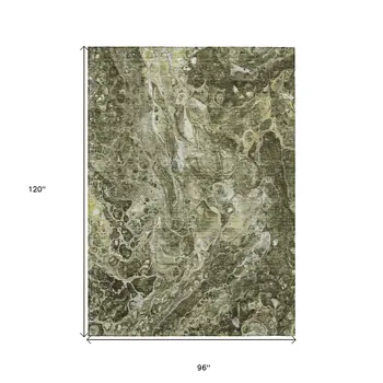 8' X 10' Taupe Chocolate And Beige Abstract Washable Indoor Outdoor Area Rug