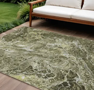 9' X 12' Taupe Chocolate And Beige Abstract Washable Indoor Outdoor Area Rug