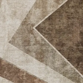 5' X 8' Brown And Beige Geometric Washable Indoor Outdoor Area Rug