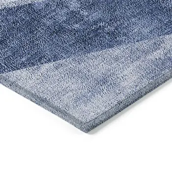 9' X 12' Navy Blue And Denim Blue Geometric Washable Indoor Outdoor Area Rug