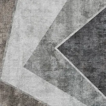 3' X 5' Gray Silver And Charcoal Geometric Washable Indoor Outdoor Area Rug