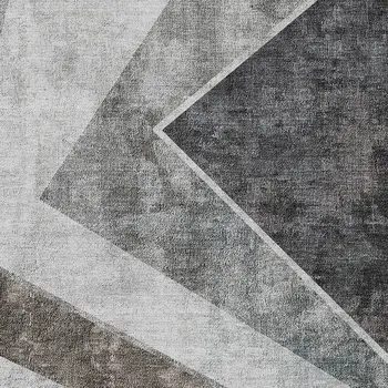 5' X 8' Gray Silver And Charcoal Geometric Washable Indoor Outdoor Area Rug