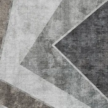 9' X 12' Gray Silver And Charcoal Geometric Washable Indoor Outdoor Area Rug