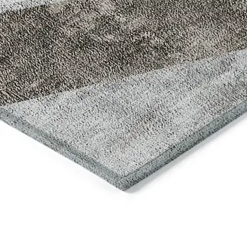 10' X 14' Gray Silver And Charcoal Geometric Washable Indoor Outdoor Area Rug