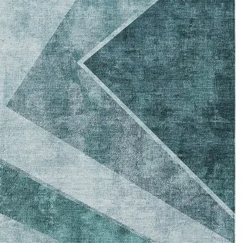 8' X 10' Teal Blue Aqua And Blue Geometric Washable Indoor Outdoor Area Rug