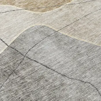 8' Beige Brown And Taupe Round Abstract Washable Indoor Outdoor Area Rug