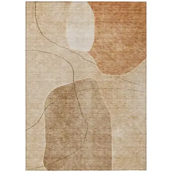 5' X 8' Orange Copper And Terra Cotta Abstract Washable Indoor Outdoor Area Rug