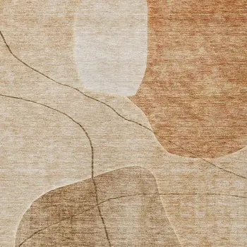 9' X 12' Orange Copper And Terra Cotta Abstract Washable Indoor Outdoor Area Rug