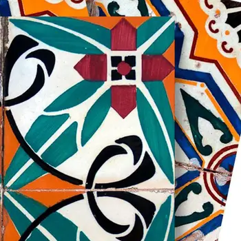 8" x 8" Blue Vinyl Arabesque Peel And Stick Removable Tiles