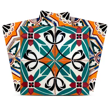 12" x 12" Blue Vinyl Arabesque Peel And Stick Removable Tiles