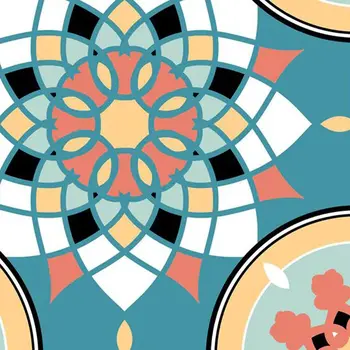 5" x 5" Teal Blue Vinyl Arabesque Peel And Stick Removable Tiles