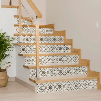 4" x 4" Black Vinyl Arabesque Peel And Stick Removable Tiles