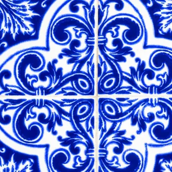 12" x 12" Blue Vinyl Arabesque Peel And Stick Removable Tiles