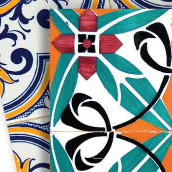 12" x 12" Teal Blue Vinyl Arabesque Peel And Stick Removable Tiles