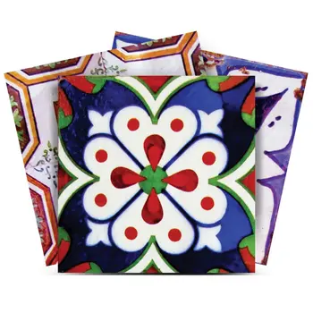 12" x 12" Blue Vinyl Arabesque Peel And Stick Removable Tiles