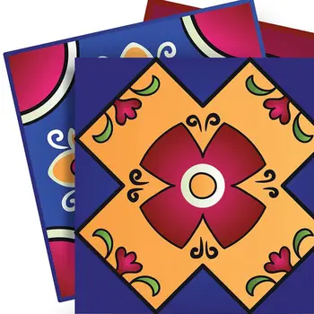 12" x 12" Blue Vinyl Arabesque Peel And Stick Removable Tiles