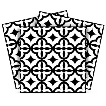 12" x 12" Black Vinyl Arabesque Peel And Stick Removable Tiles