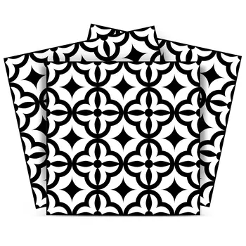 12" x 12" Black Vinyl Arabesque Peel And Stick Removable Tiles