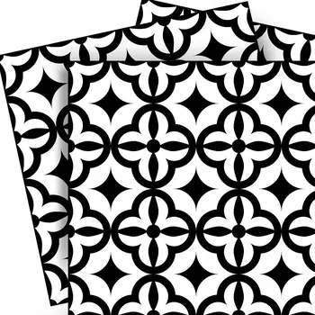 12" x 12" Black Vinyl Arabesque Peel And Stick Removable Tiles