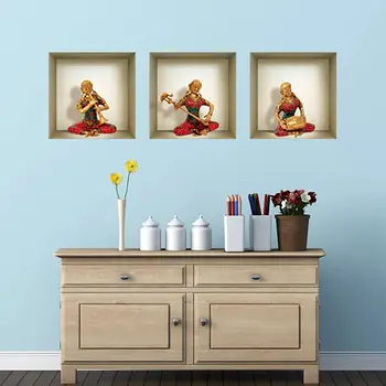 Set of Three Alla Niche 3D Square Peel and Stick Wall Decals