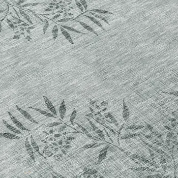 8' Gray Charcoal And Gold Round Floral Washable Indoor Outdoor Area Rug