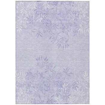 5' X 8' Lilac Purple And Ivory Floral Washable Indoor Outdoor Area Rug