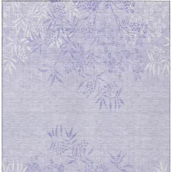 8' X 10' Lilac Purple And Ivory Floral Washable Indoor Outdoor Area Rug