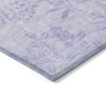 10' X 14' Lilac Purple And Ivory Floral Washable Indoor Outdoor Area Rug