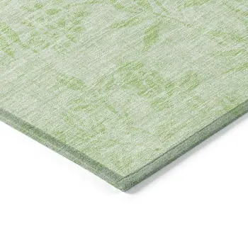 5' X 8' Mint Green Artichoke Green And Ivory Floral Washable Indoor Outdoor Area Rug