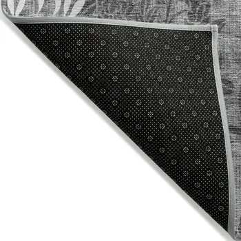 3' X 5' Gray Charcoal And Ivory Floral Washable Indoor Outdoor Area Rug