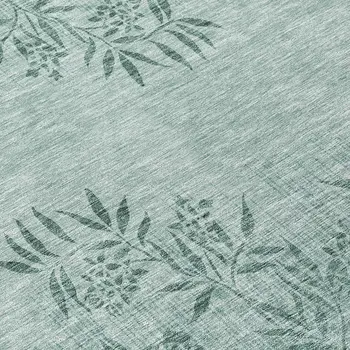 8' Sage Fern Green And Ivory Round Floral Washable Indoor Outdoor Area Rug
