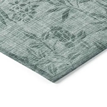 10' X 14' Sage Fern Green And Ivory Floral Washable Indoor Outdoor Area Rug