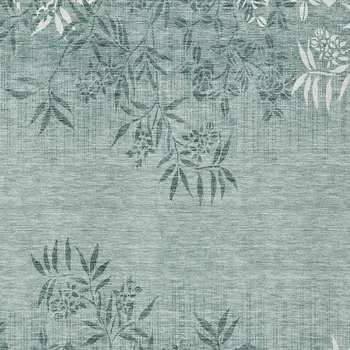 10' X 14' Sage Fern Green And Ivory Floral Washable Indoor Outdoor Area Rug