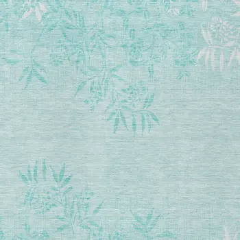 5' X 8' Teal Blue Aqua And Ivory Floral Washable Indoor Outdoor Area Rug