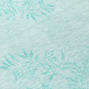 8' Teal Blue Aqua And Ivory Round Floral Washable Indoor Outdoor Area Rug